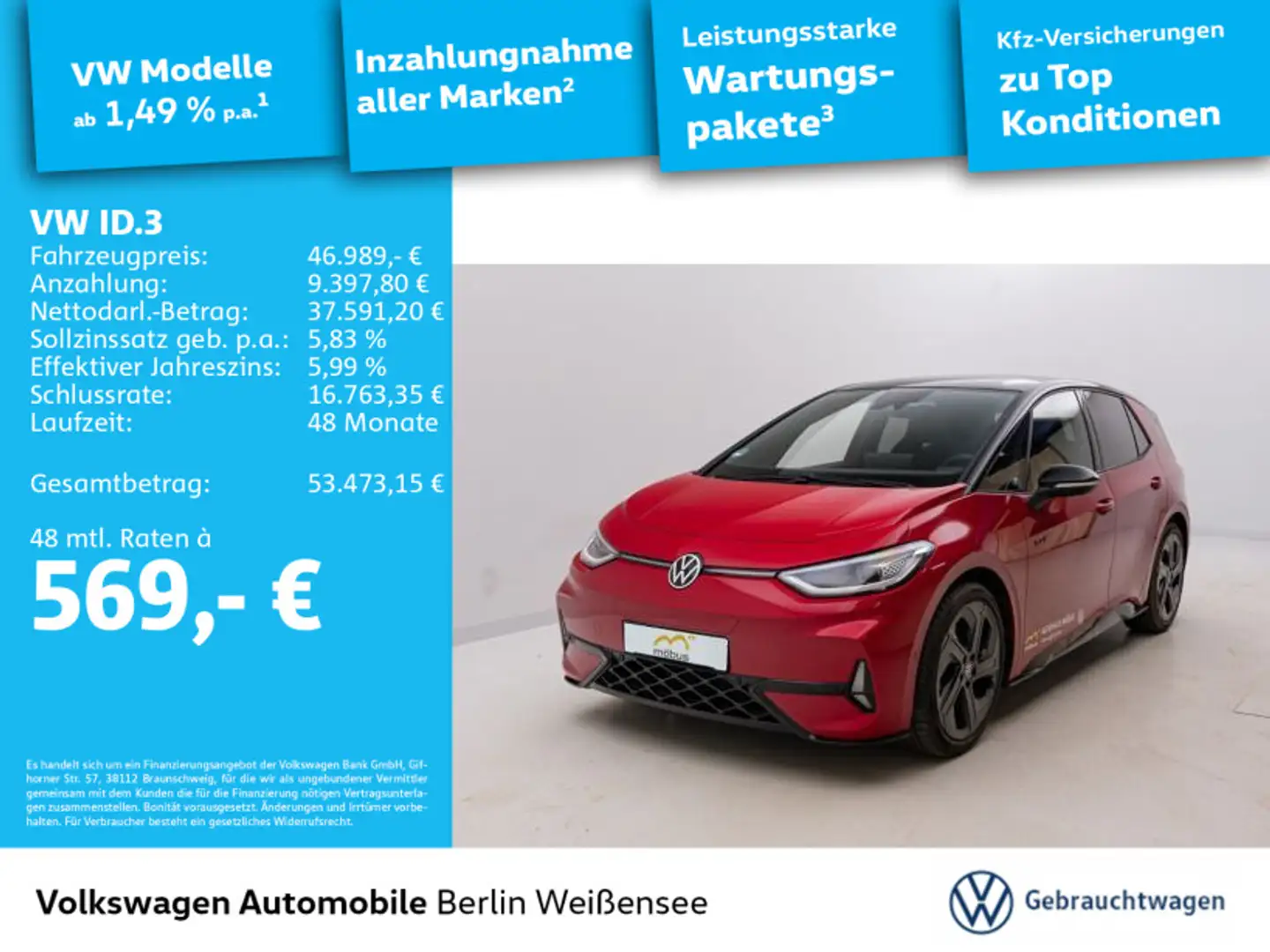 Volkswagen ID.3 GTX APP*PANO*KLIMA*MATRIX*Keyless*MFL Rot - 1