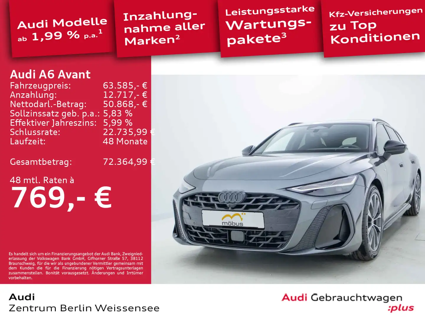 Audi A6 150kW S-TRO*QU*S-LINE*LED*AHK*STAND*360 Grau - 1