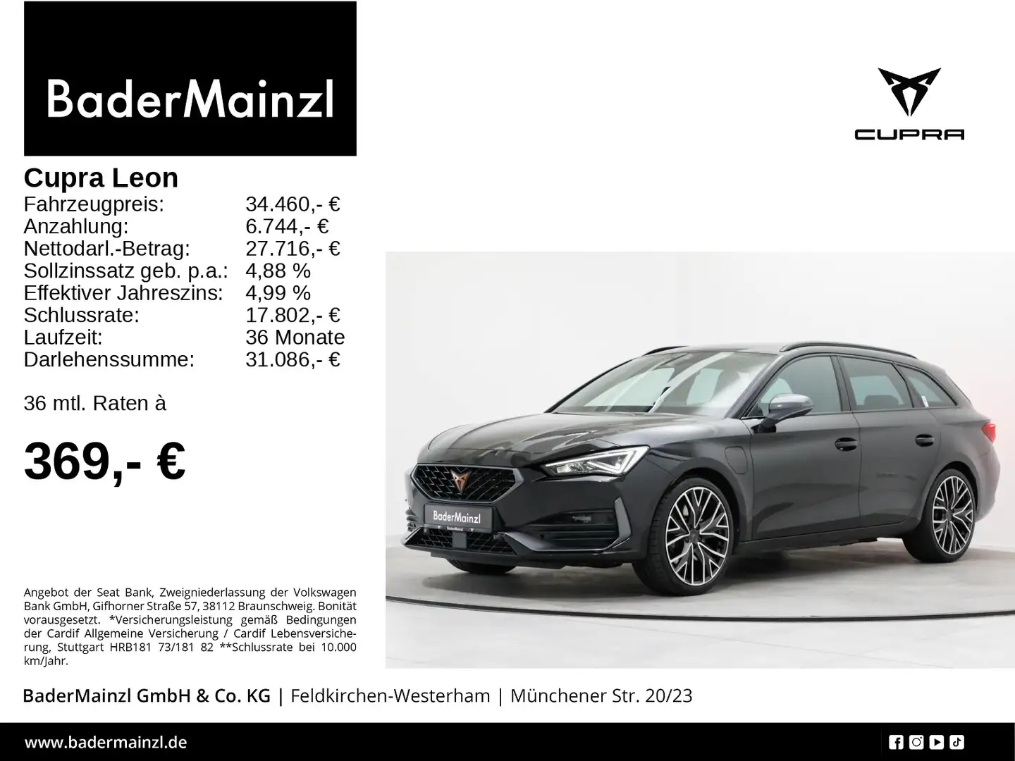 SEAT Leon ST 1.4 eTSI VZ Kam. SHZ ACC CarPlay Beats Schwarz - 1
