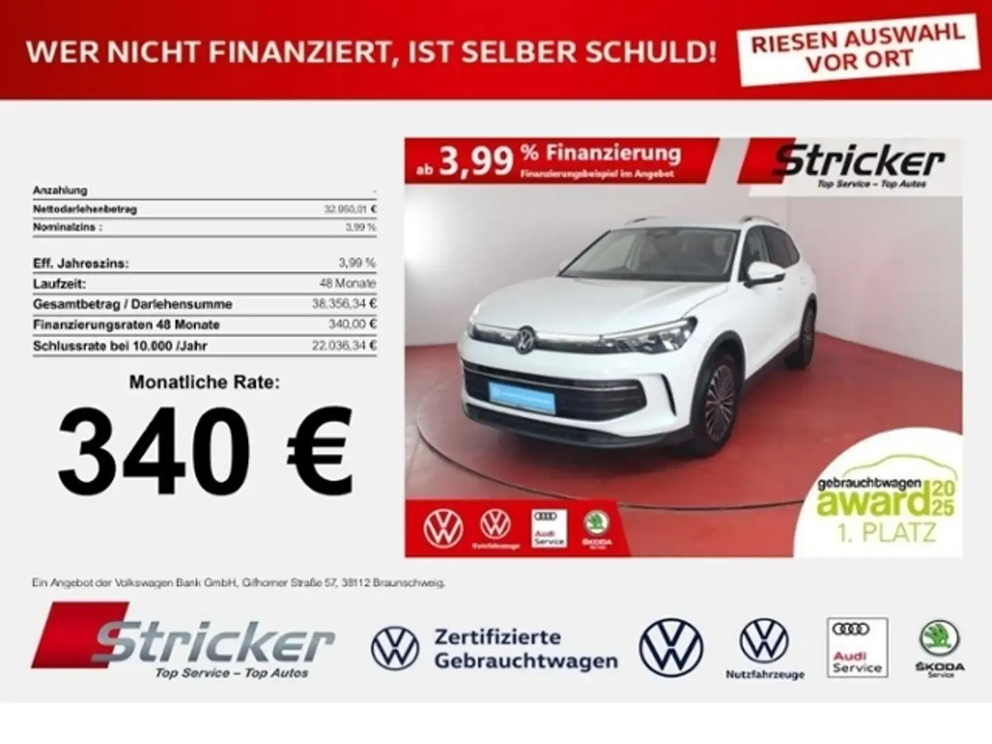 Volkswagen Tiguan Life 1.5eTSI DSG  340,-ohne Anzahlung AHK App-Con Weiß - 1