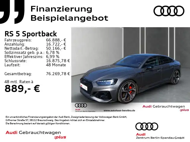 Audi RS5 RS5 Sportback *MATRIX*PANO*360°*HuD*B&O*RS-AGA*
