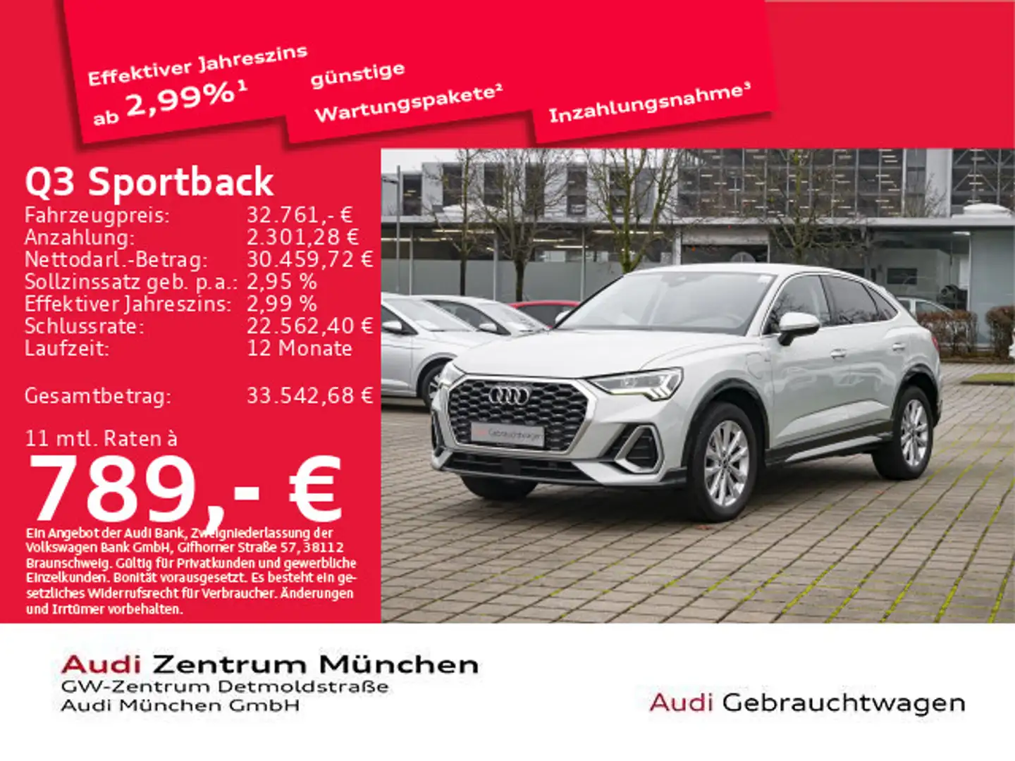 Audi Q3 45 TFSI e S tronic S line Navi+/LED Silber - 1
