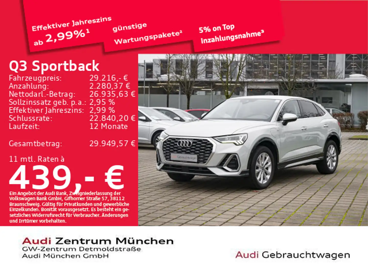 Audi Q3 45 TFSI e S tronic S line Navi+/LED Silber - 1
