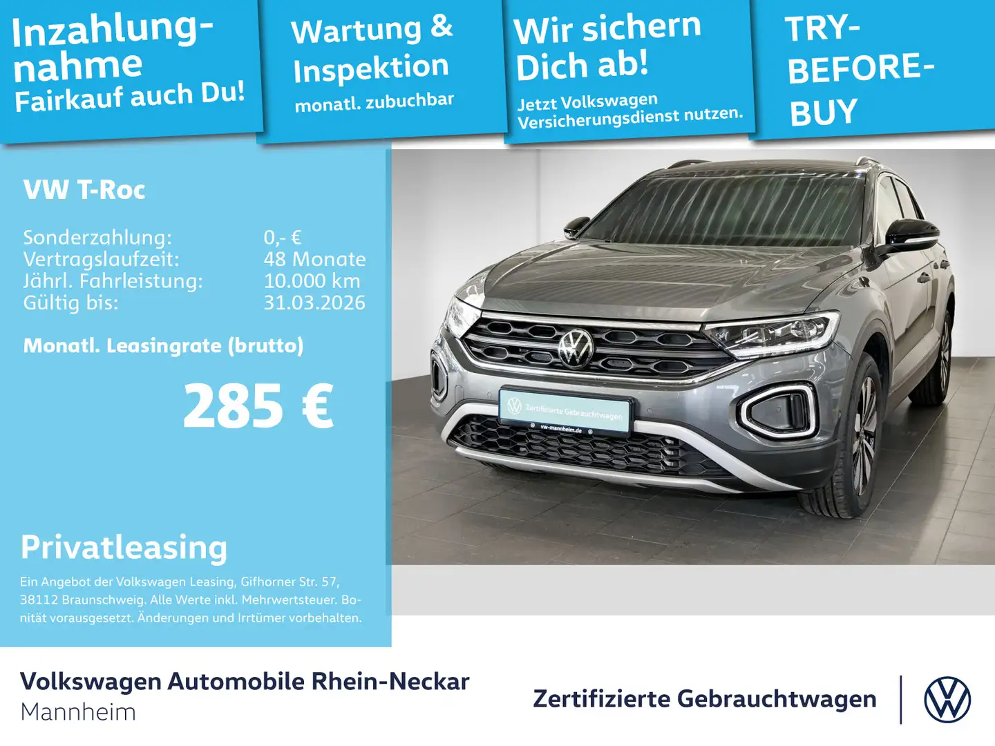 Volkswagen T-Roc 2.0 TDI GOAL DSG Navi AHK Kamera uvm Grau - 1