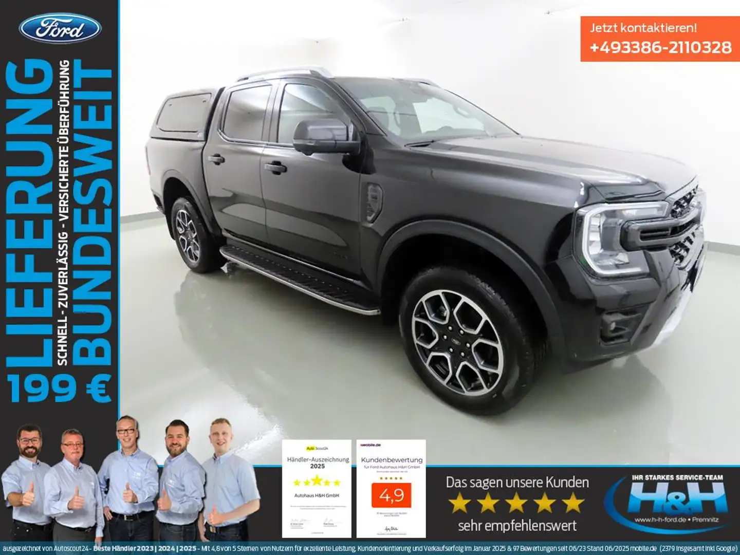 Ford Ranger 3.0 Aut. e-4WD Wildtrak Hardtop+ACC+AHK Noir - 1