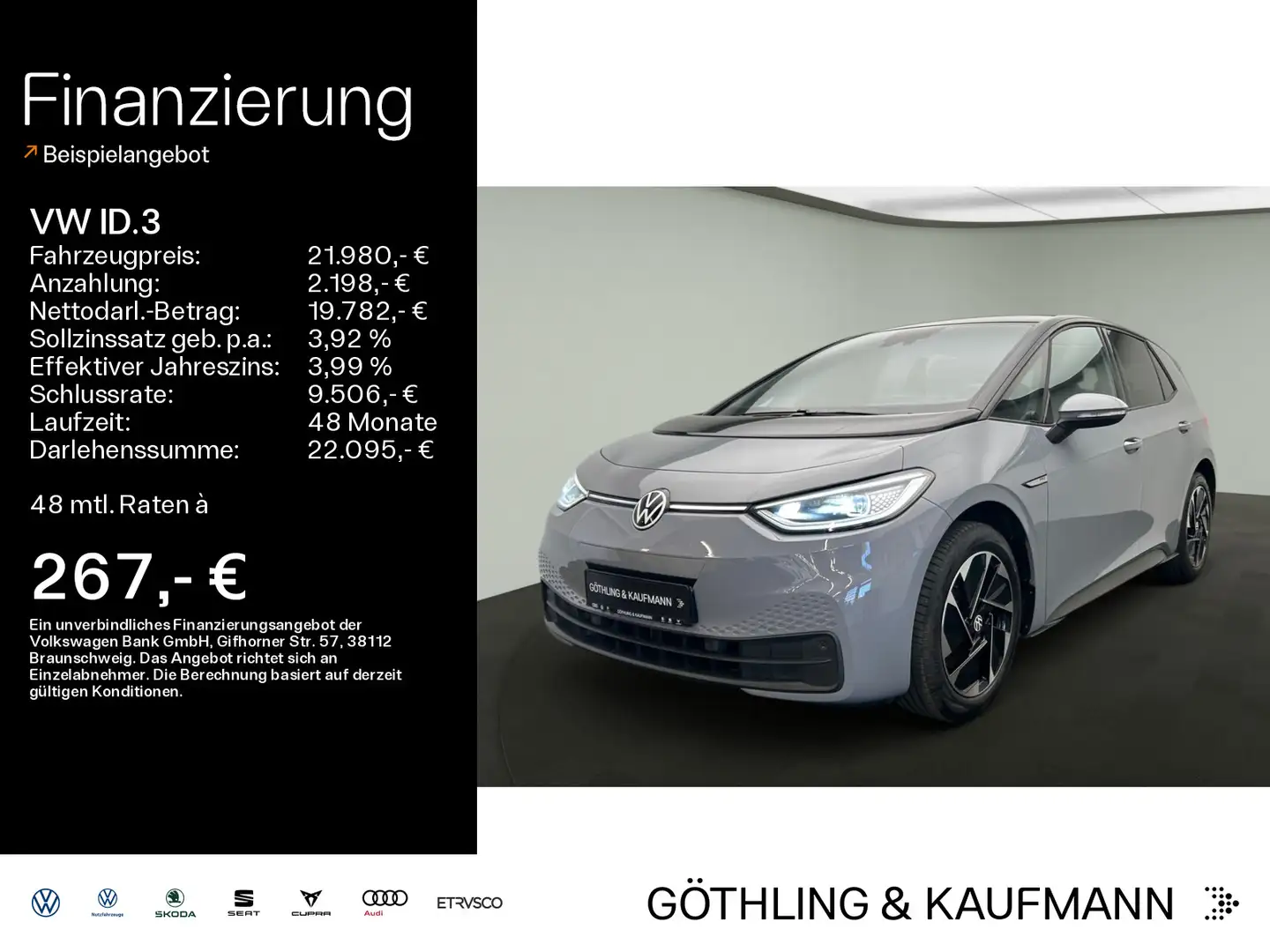 Volkswagen ID.3 Pro Performance 150kW*Wärmepumpe*SHZ*IQ-Lig Grau - 1
