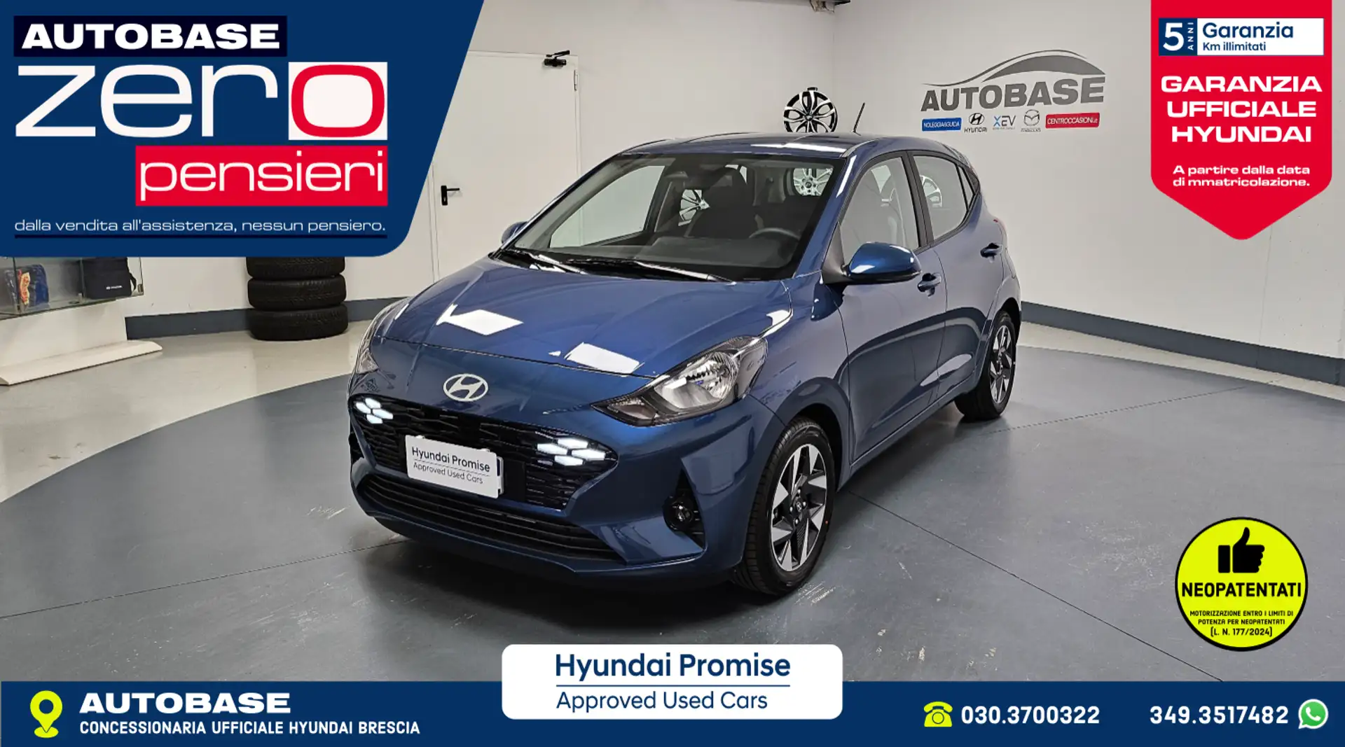 Hyundai i10 1.0 mpi Connectline 63cv auto Blu/Azzurro - 1