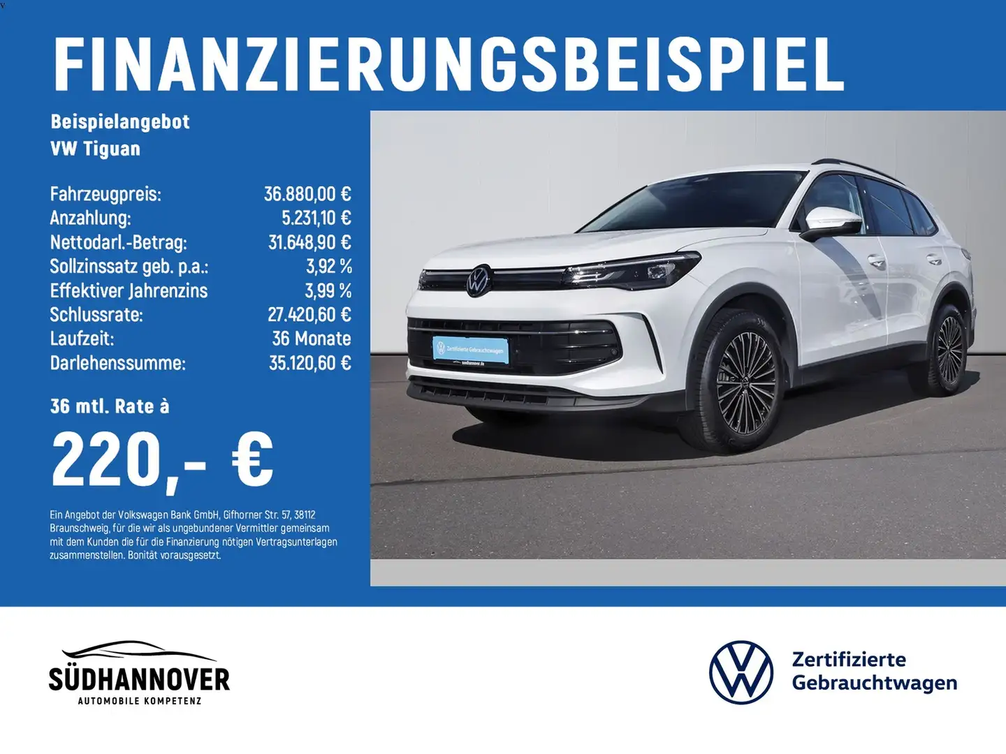 Volkswagen Tiguan Life 2.0 TDI DSG PANO+AHK+NAVI+LED+SHZ Weiß - 2