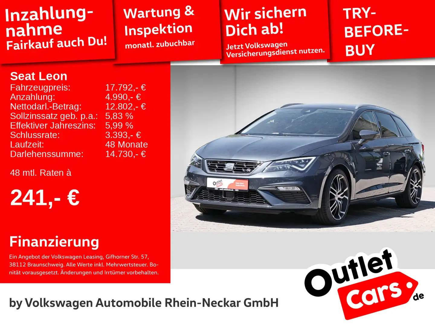SEAT Leon ST 2.0 TSI FR DSG LED PDC Virtual Cockpit u Grijs - 1