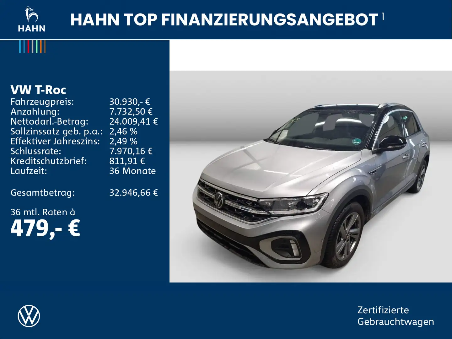 Volkswagen T-Roc 1.5 TSI DSG R-Line Navi LED AHK ACC CAM Silber - 2