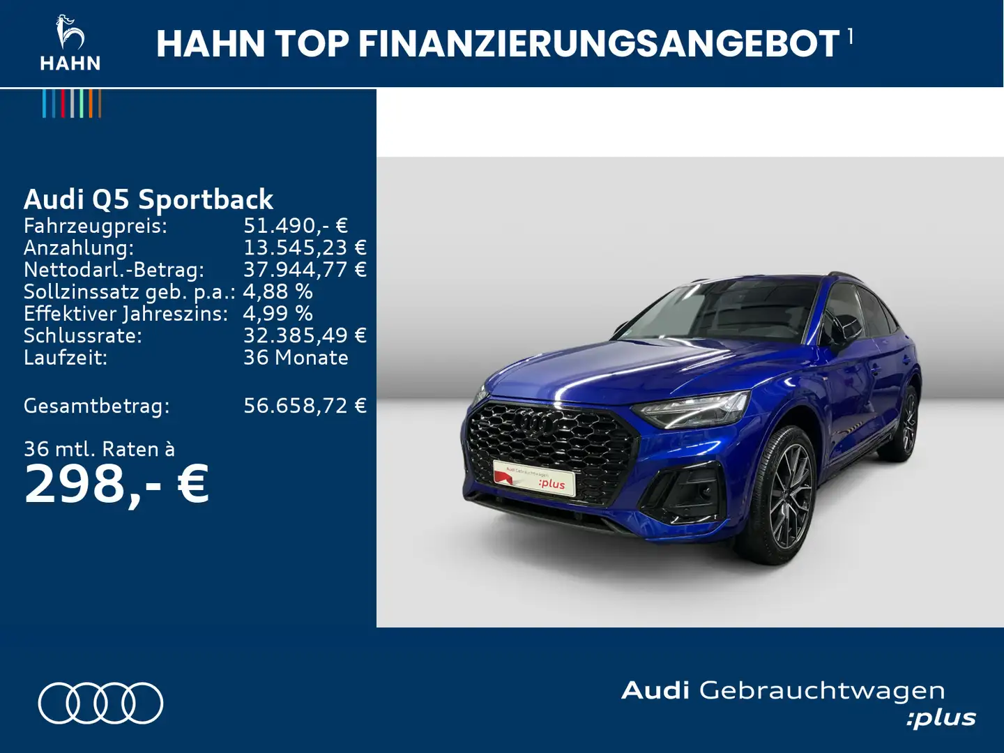 Audi Q5 40 TDI quattro S line AHK HUD Matri Blau - 2