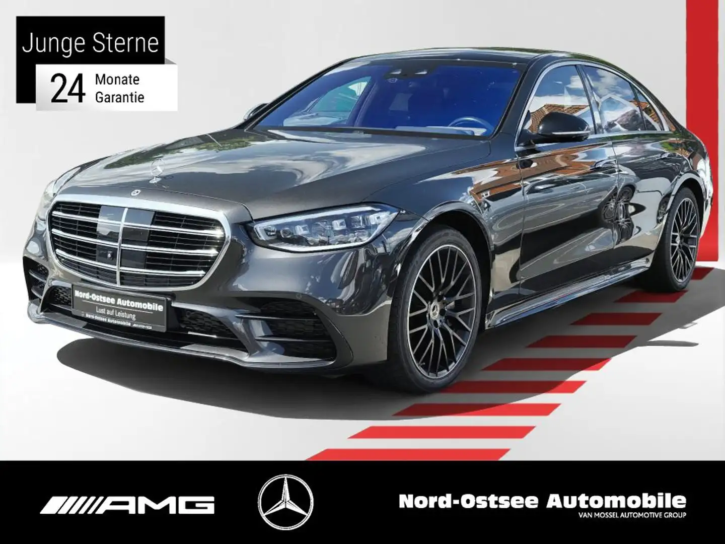 Mercedes-Benz S 400 d 4M AMG SITZKLIMA PANO BURMES STANDHZG 3D Gris - 1