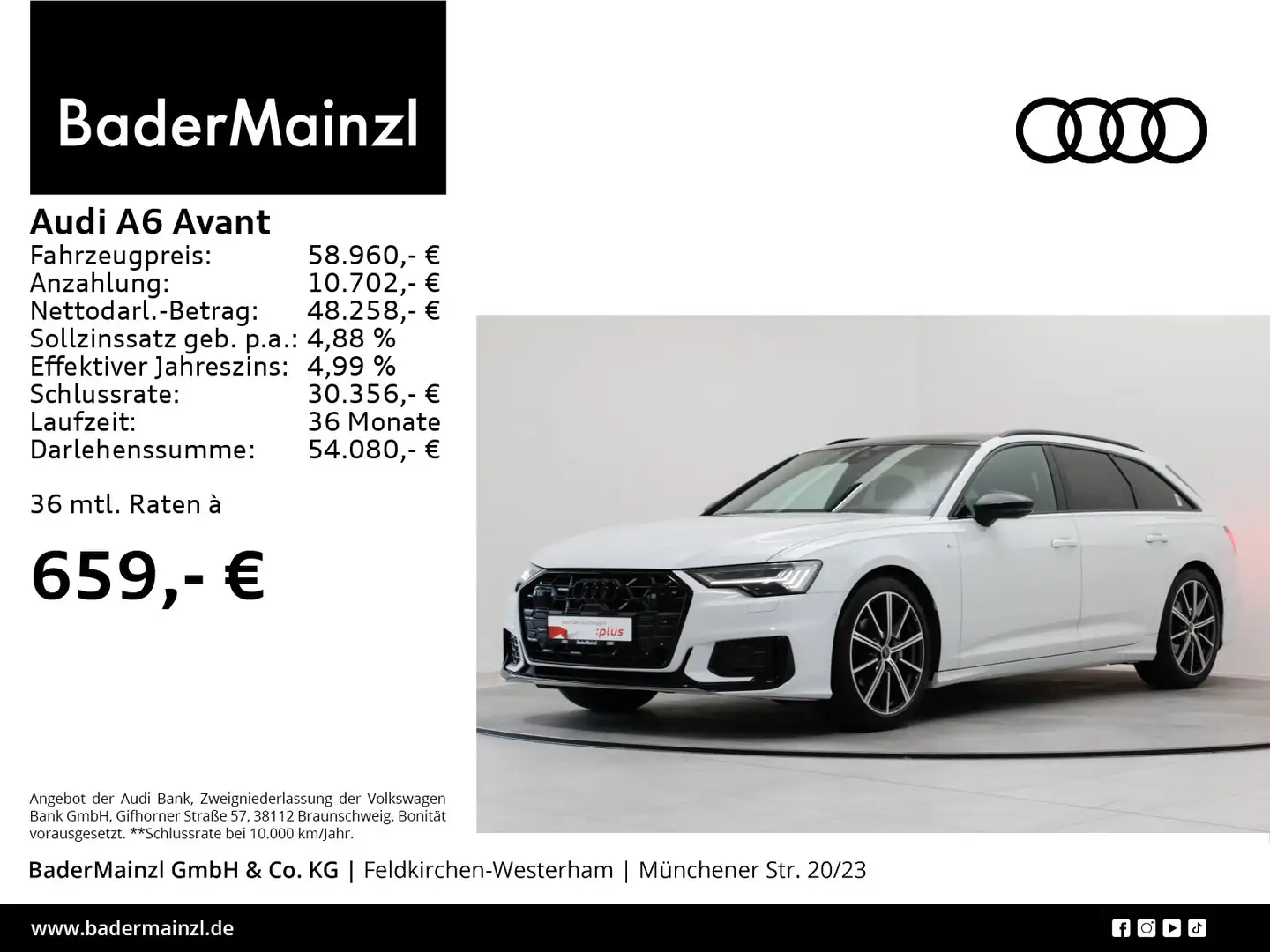 Audi A6 40 TDI quattro S tronic S line HUD AHK Weiß - 1