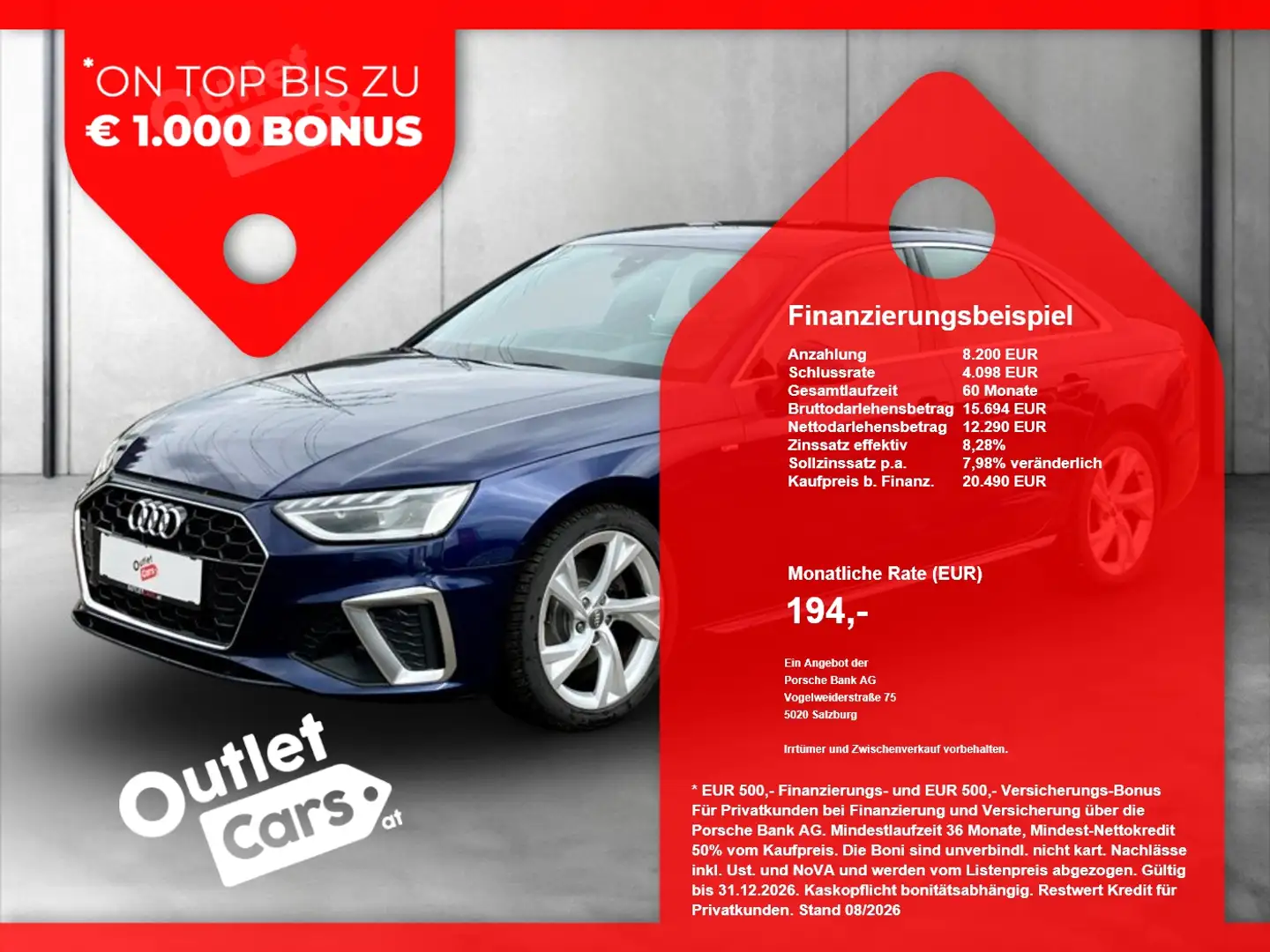 Audi A4 35 2.0 TFSI S-Line LED+LEDER+NAVI+Sportp.+LM Blau - 1