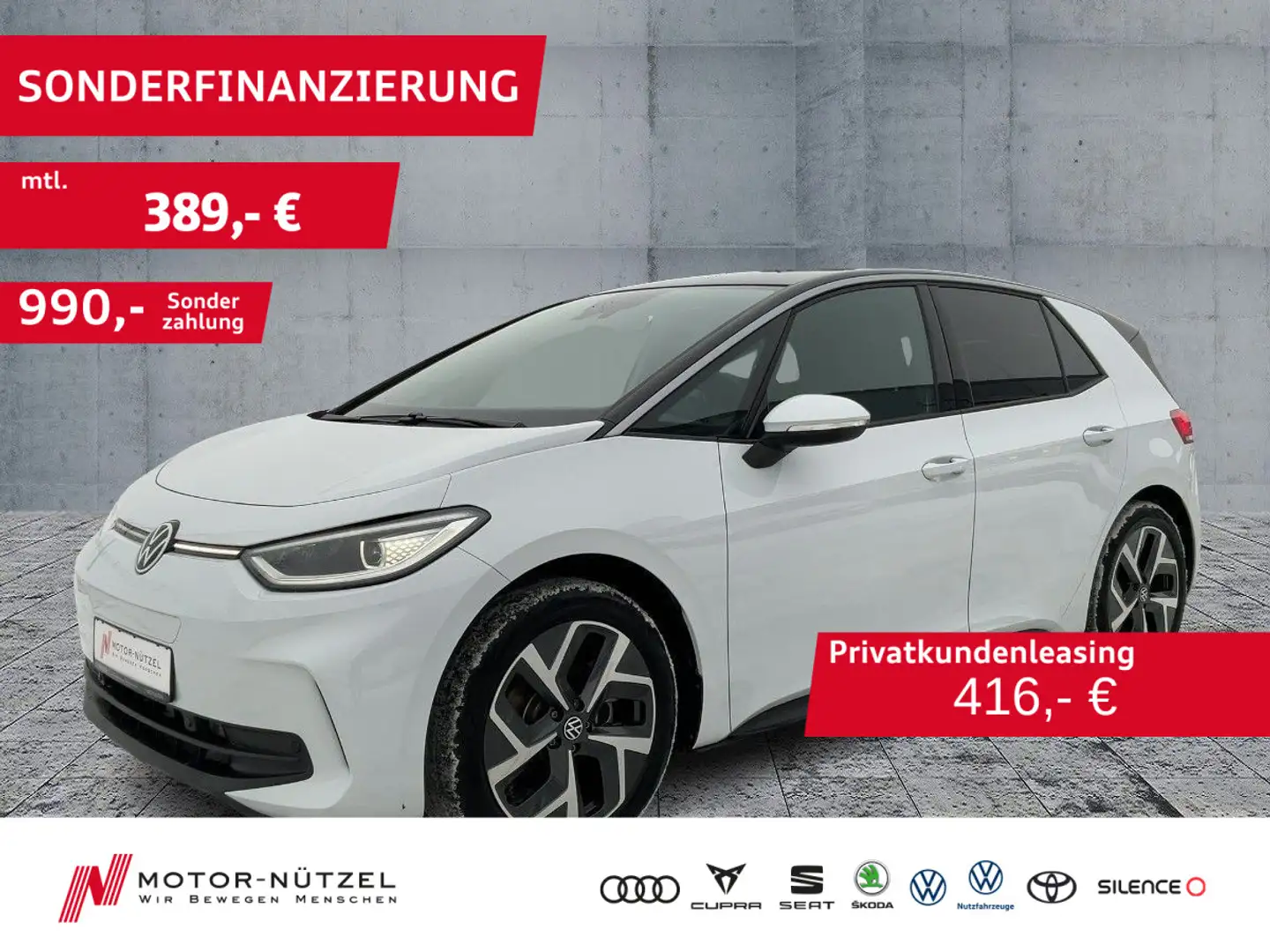 Volkswagen ID.3 150 kW Pro FACELIFT MATRIX+NAV+AHK+PANO+DCC Weiß - 1