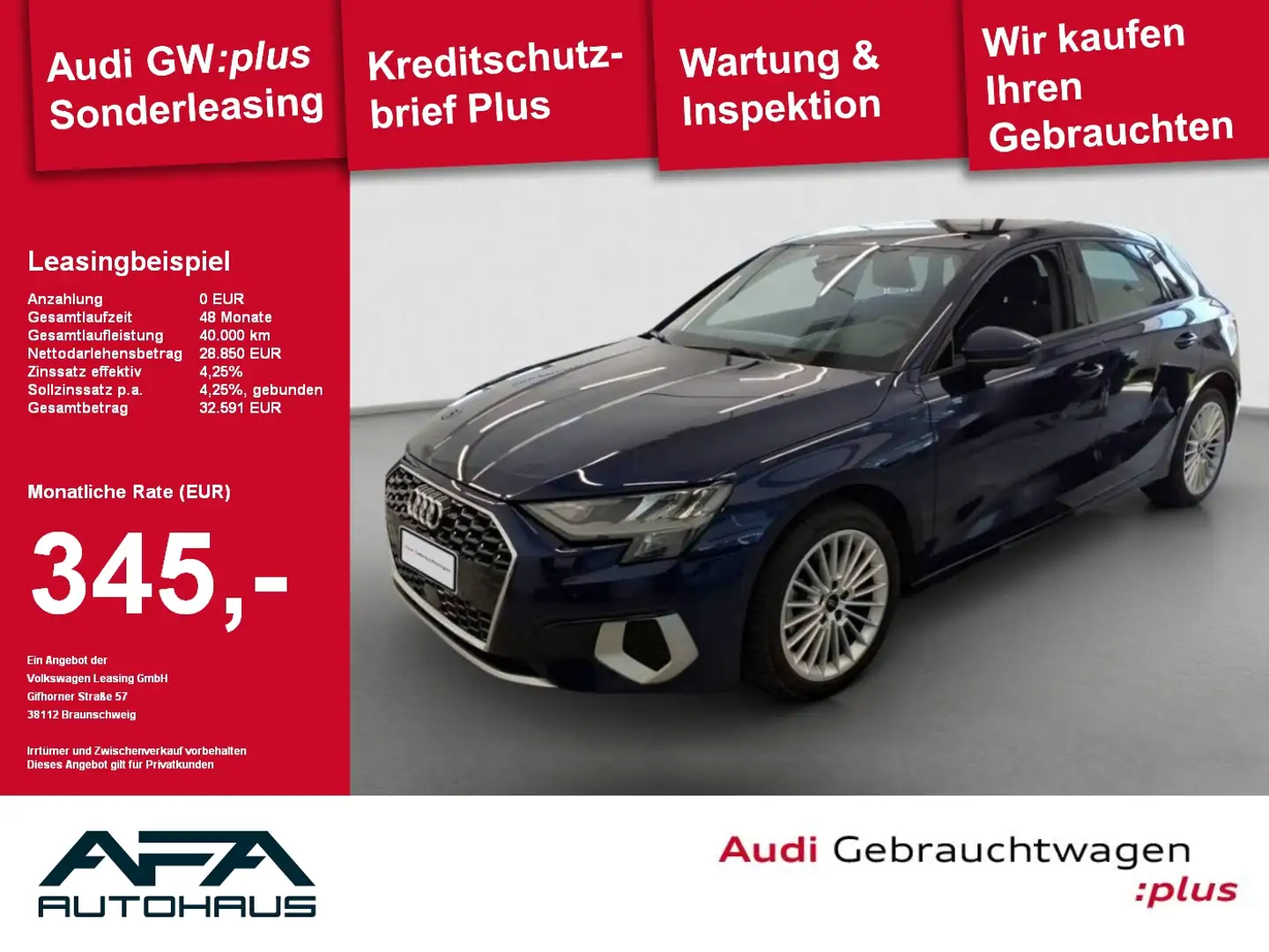 Audi A3 Sportback 35 TFSI Advan. Smart.Int*PDC*GRA*SHZ Blau - 1