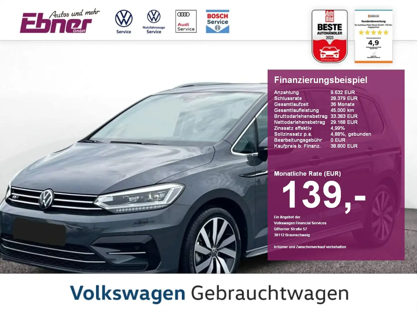 Volkswagen Touran R-LINE 1.5TSI DSG 7SITZE AHK+KAMERA+ACC+LED+NAVI+1 Grigio - 1