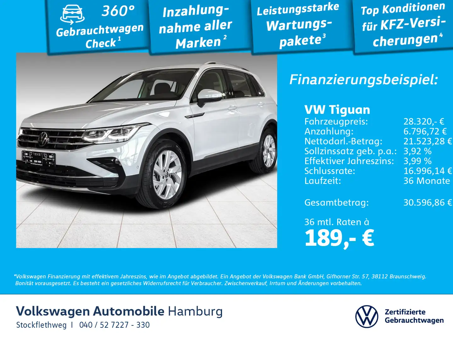 Volkswagen Tiguan 1.5 TSI Elegance DSG LED Navi CarPlay ACC Blanc - 1