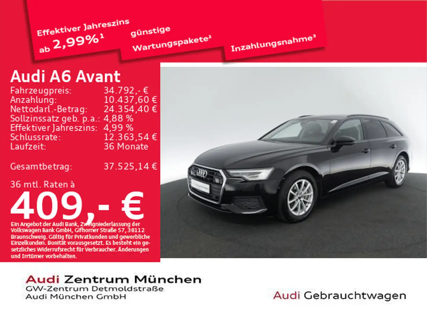 Audi A6 40 TDI qu. S tronic ACC/Navi Schwarz - 1