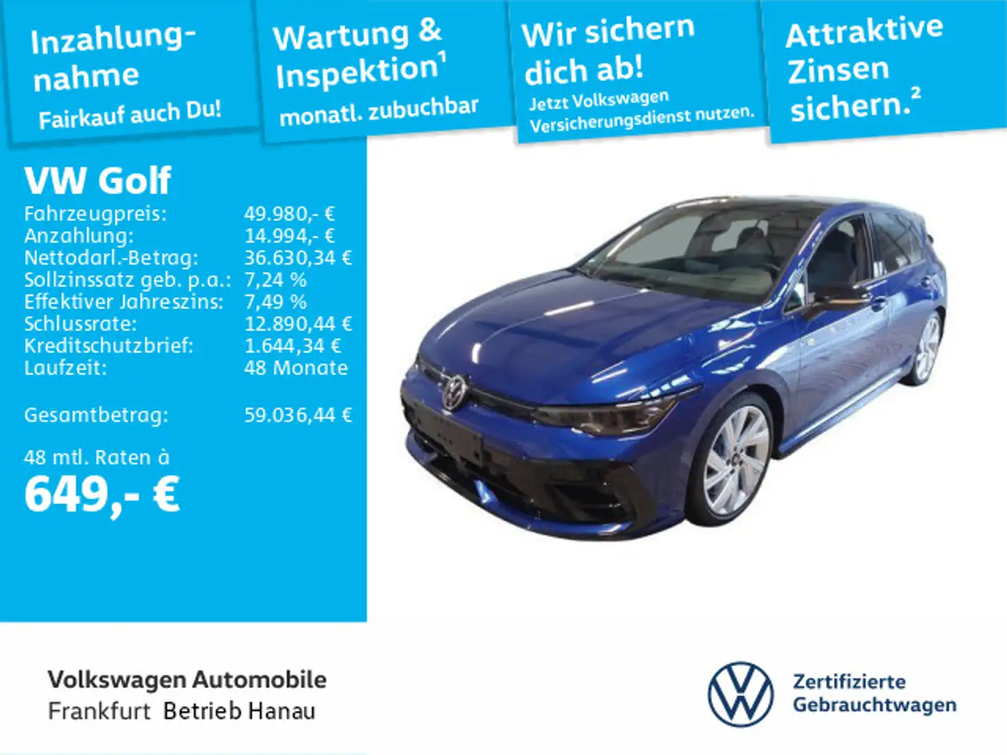 Volkswagen Golf VIII 2.0 TSI DSG R 4Motion Navi IQ.LIGHT - Blau - 1