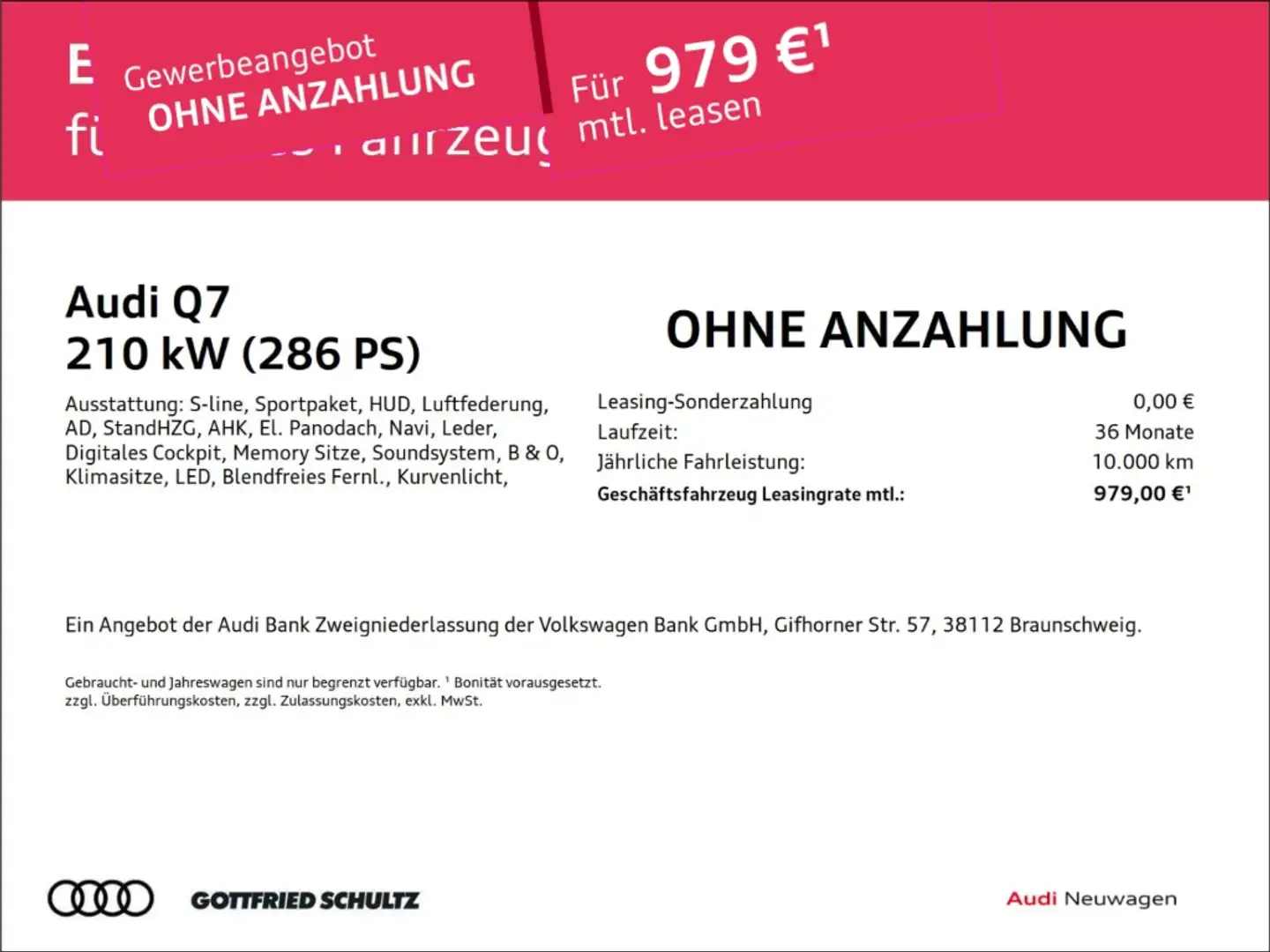 Audi Q7 50 TDI quattro S lineSportpaket Luftfederung Stand Schwarz - 1