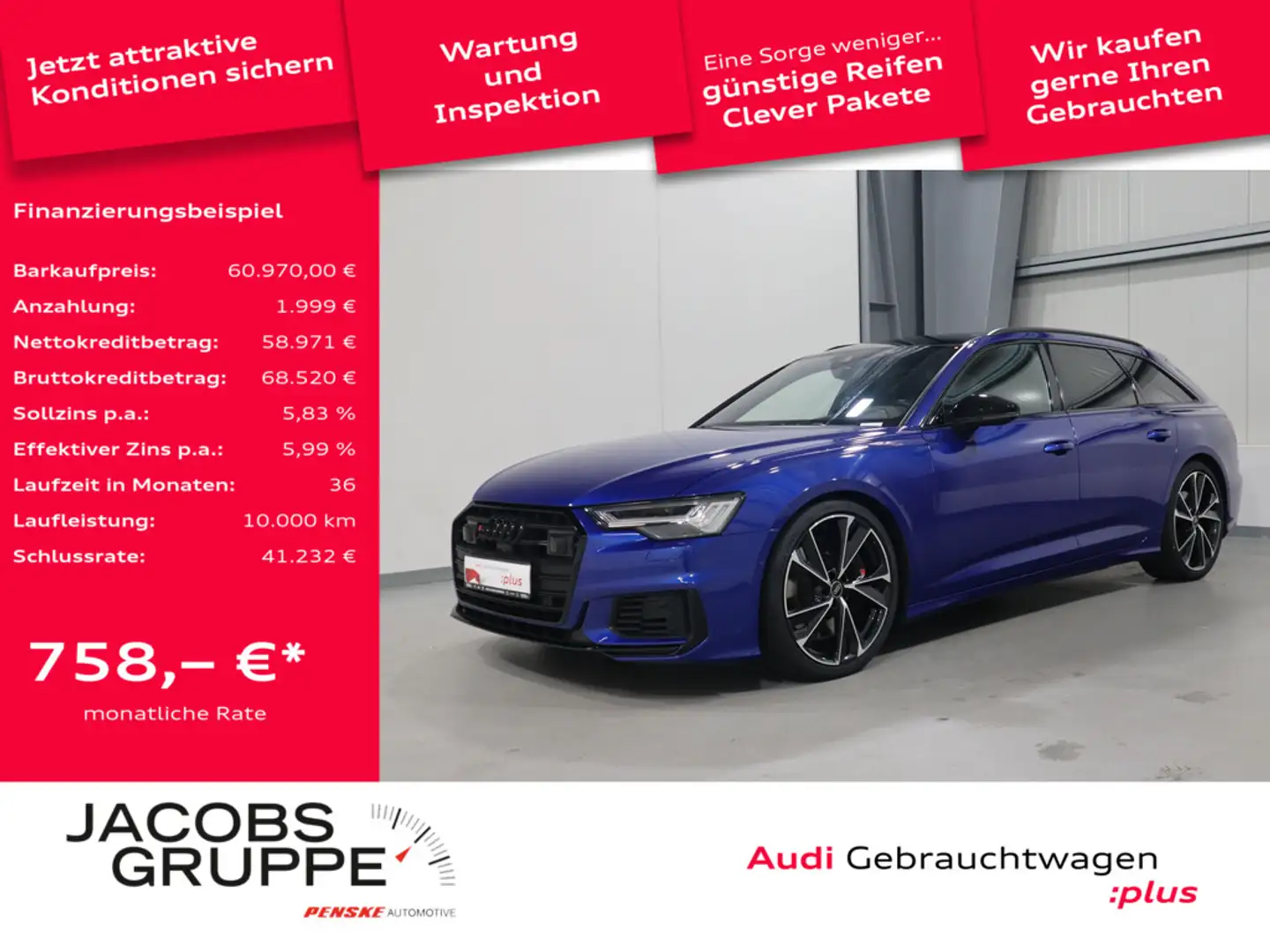 Audi S6 Avant 3.0 TDI quattro B&O*Panorama*HD-Matrix-LED * Blau - 1