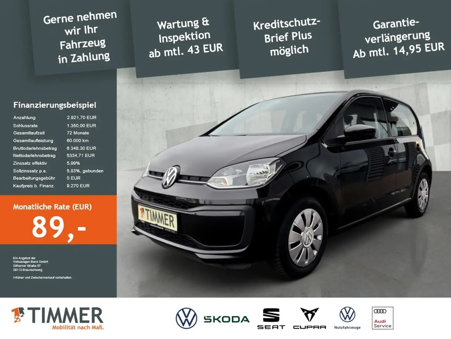 Volkswagen up! Move 1.0 *60PS*Bluetoorh*KLIMA*ZV*AUX-IN* Schwarz - 2