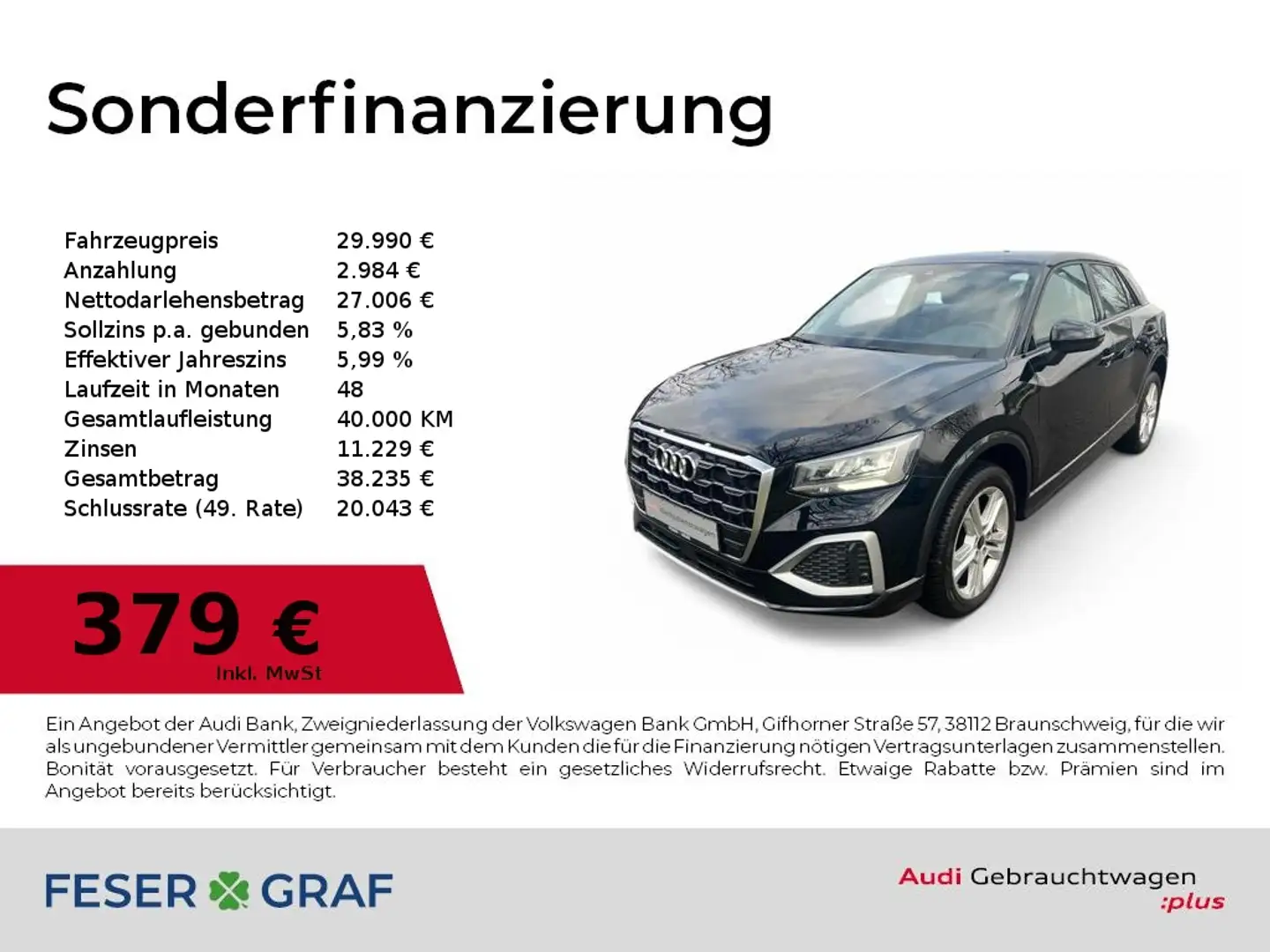 Audi Q2 Advanced 35 TFSI Comfortkey/Navi/LED/SHZ Schwarz - 1