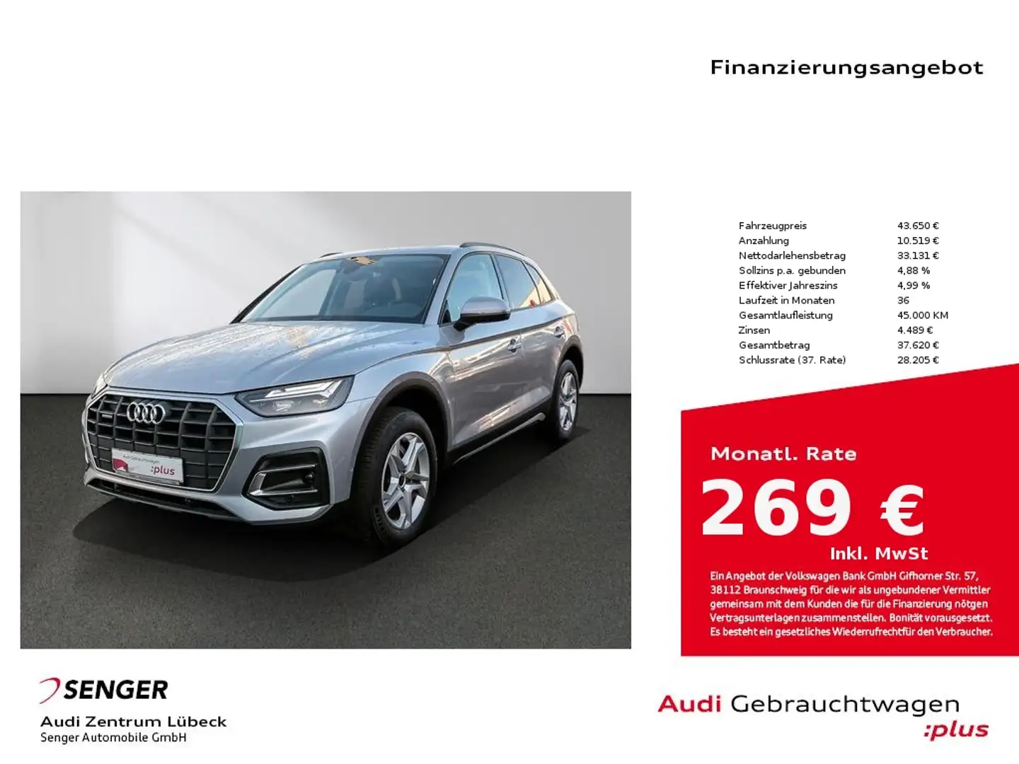 Audi Q5 40 TFSI quattro S tronic Nav Pano Virtual Silber - 1