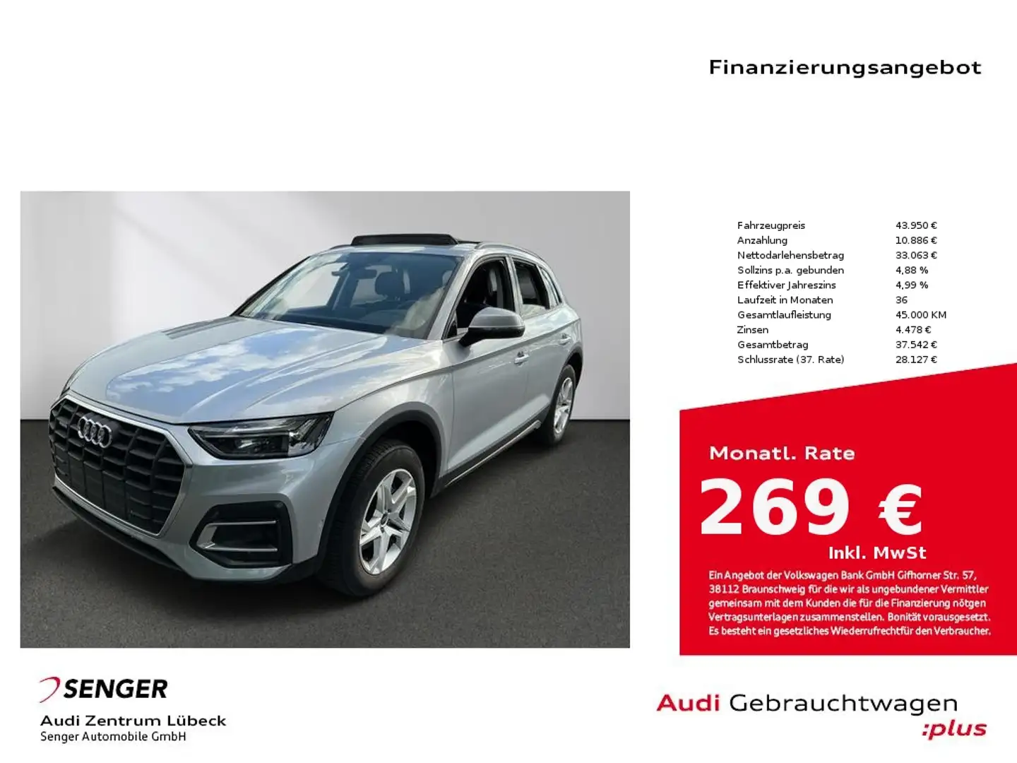 Audi Q5 40 TFSI quattro S tronic Nav Pano Virtual Argent - 1