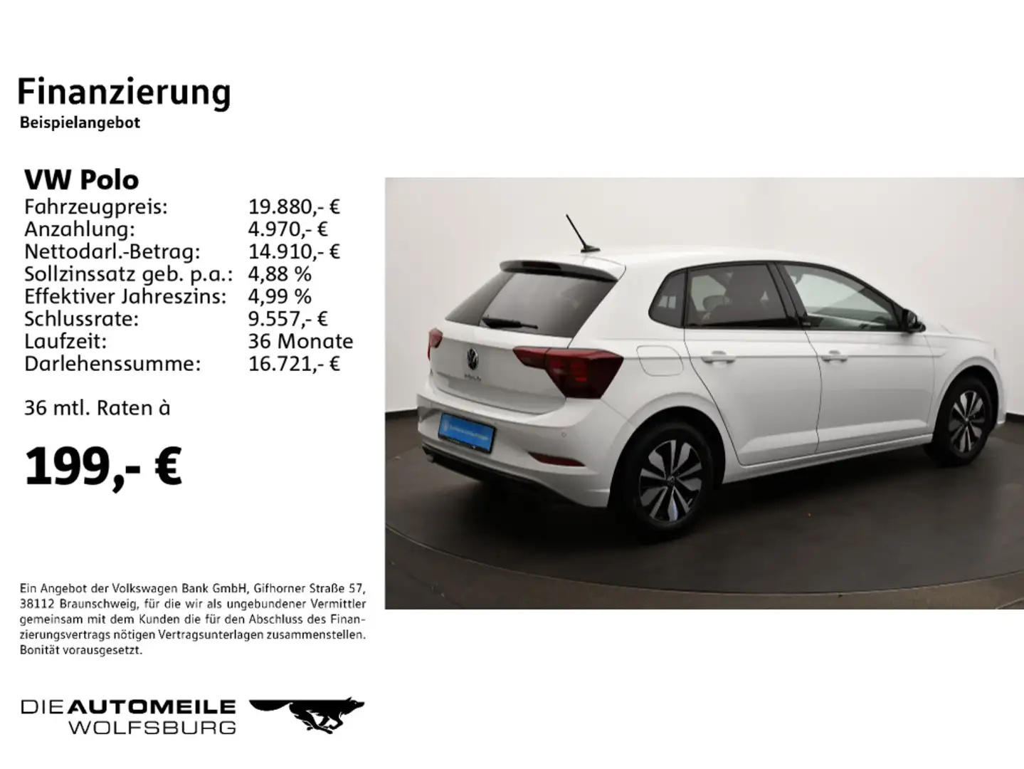 Volkswagen Polo VI 1.0 Move Sitzhzg/LED/Einparkhi v+h Weiß - 2