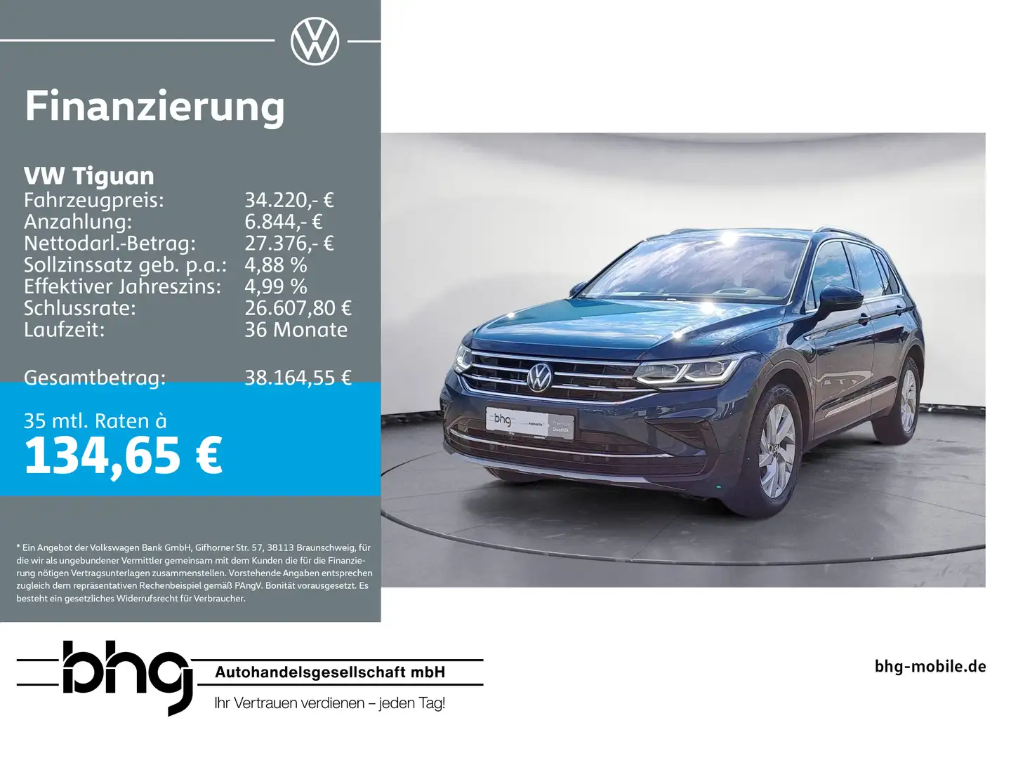 Volkswagen Tiguan 2.0 TDI 4Motion DSG Elegance t `Area View Blau - 1