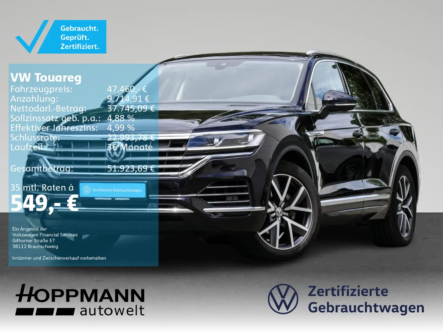 Volkswagen Touareg 3.0 TDI Elegance AHK KAMERA LEDER LUFT A Schwarz - 1