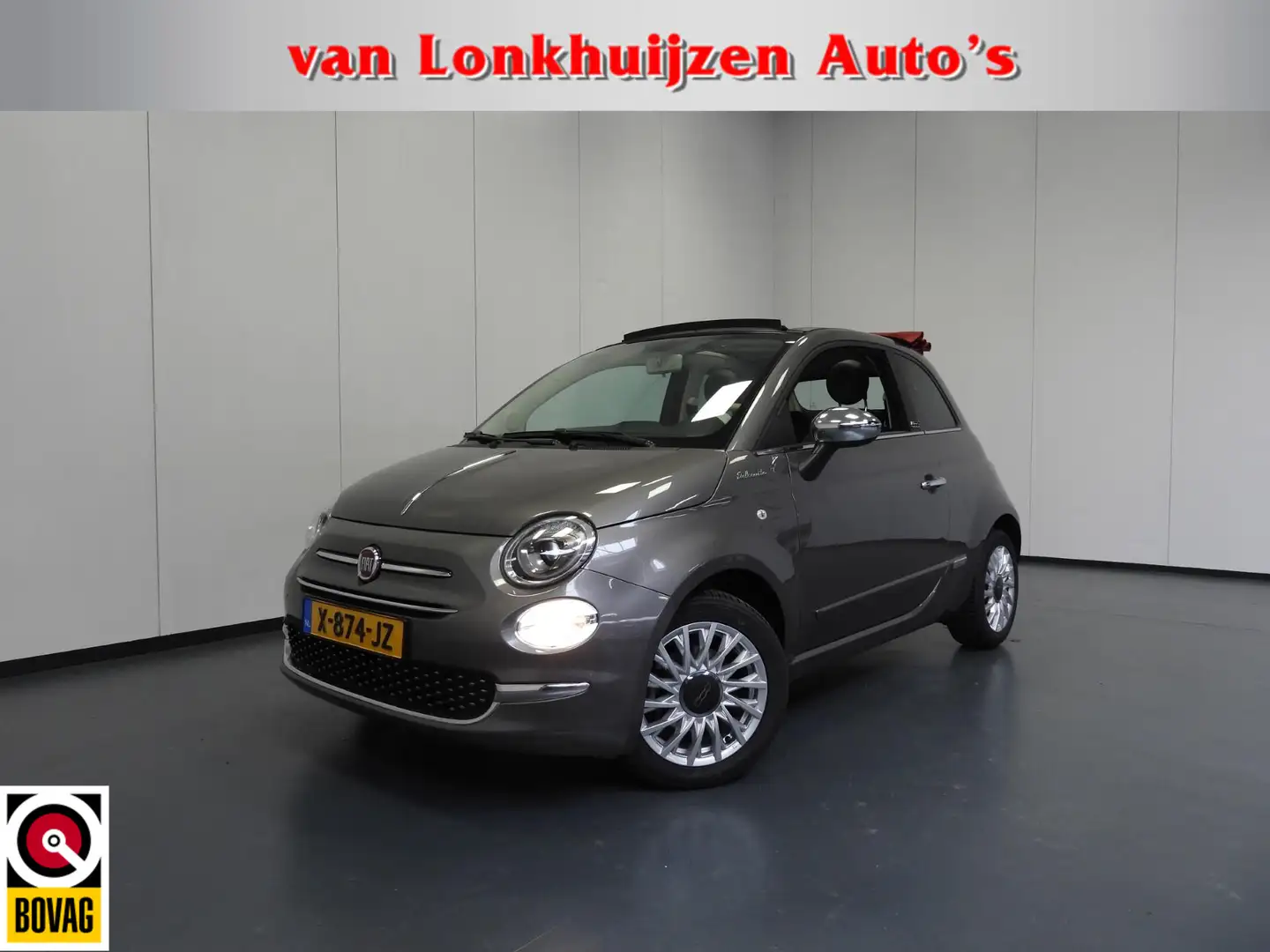 Fiat 500C 1.0 Cabrio Hybrid Dolcevita NAVI-APP/AIRCO/CRUISE/ Grijs - 1