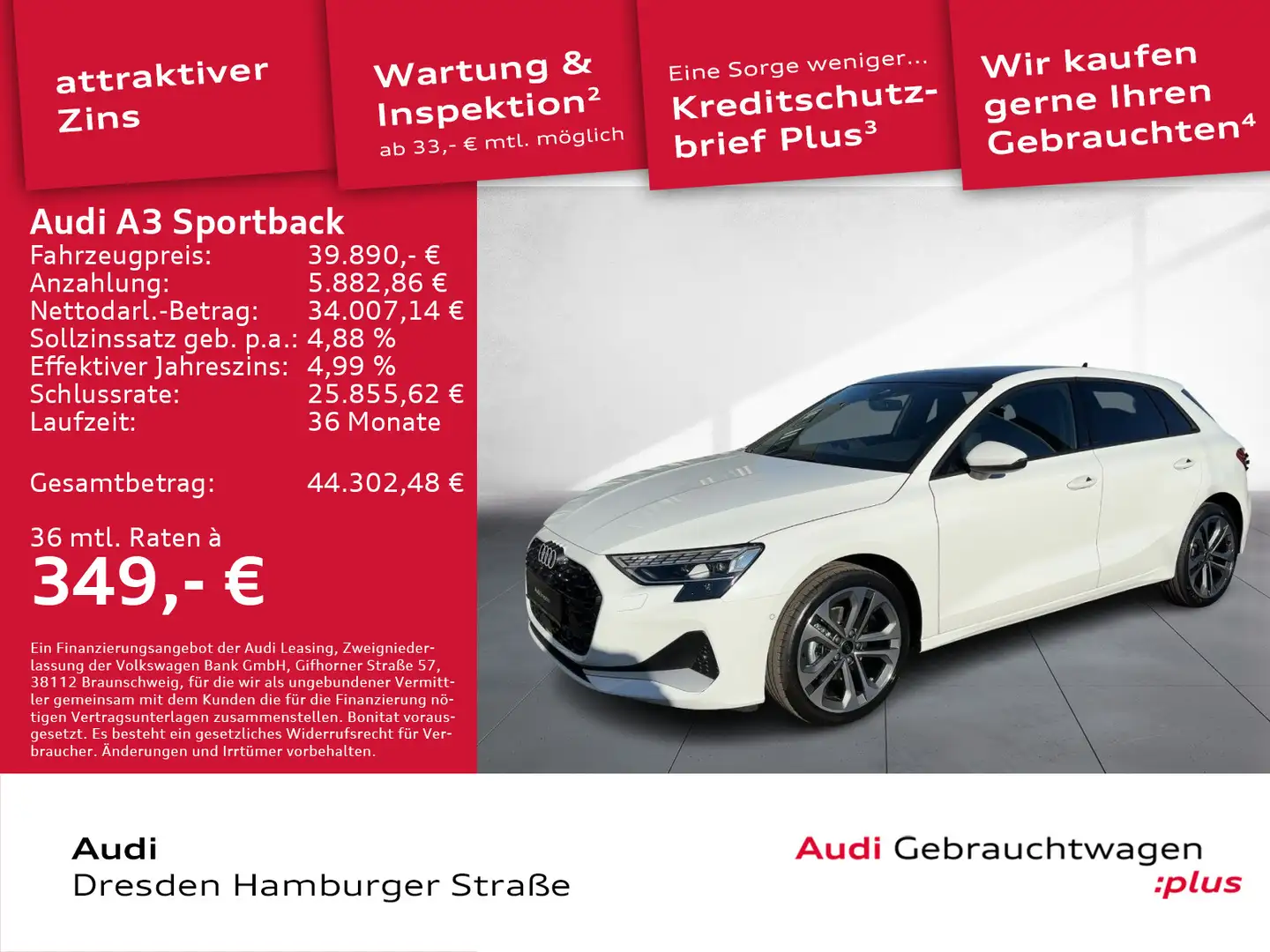 Audi A3 advanced 35 TFSI 110(1 50) kW(PS) S Weiß - 1