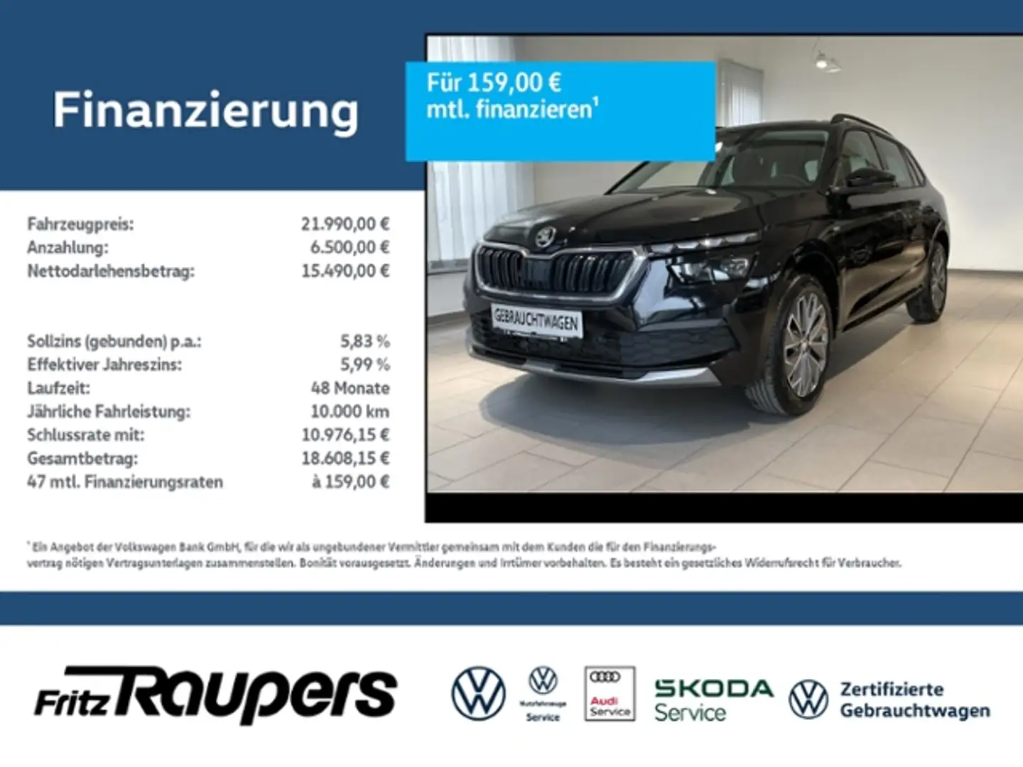 Skoda Kamiq 1.0 TSI Tour +KAMERA+FRONTHEIZNG Schwarz - 1