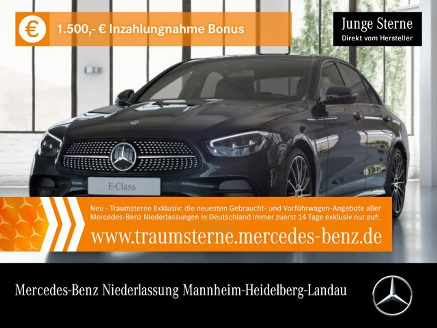 Mercedes-Benz E 400 d 4M AMG+NIGHT+360+AHK+LED+FAHRASS+20"+9G Schwarz - 1