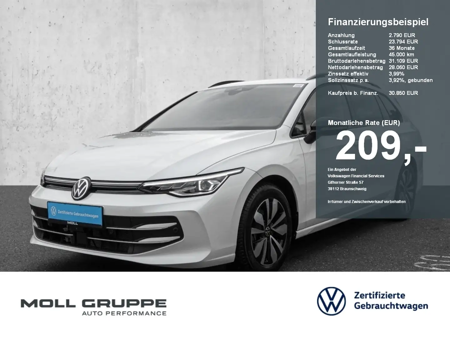 Volkswagen Golf Variant 2.0 TDI DSG Life 360 ACC AHK AUT LM Weiß - 1
