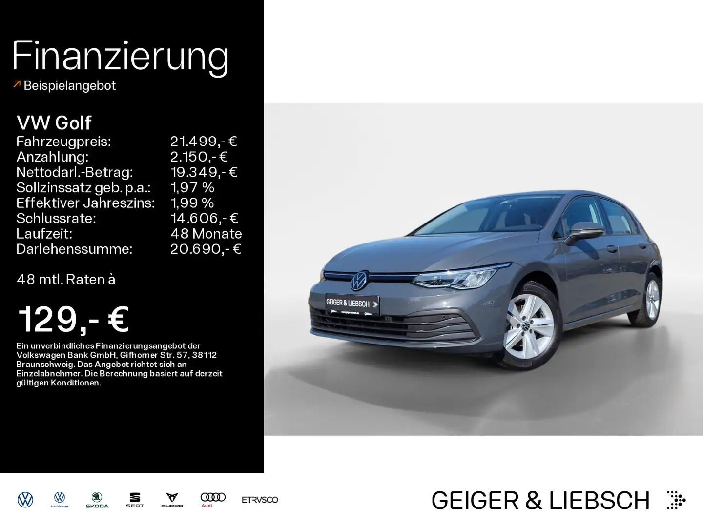 Volkswagen Golf VIII 1.5 TSI LIFE*LED*DIGITAL*NAVI*PDC*SHZ* Grau - 1