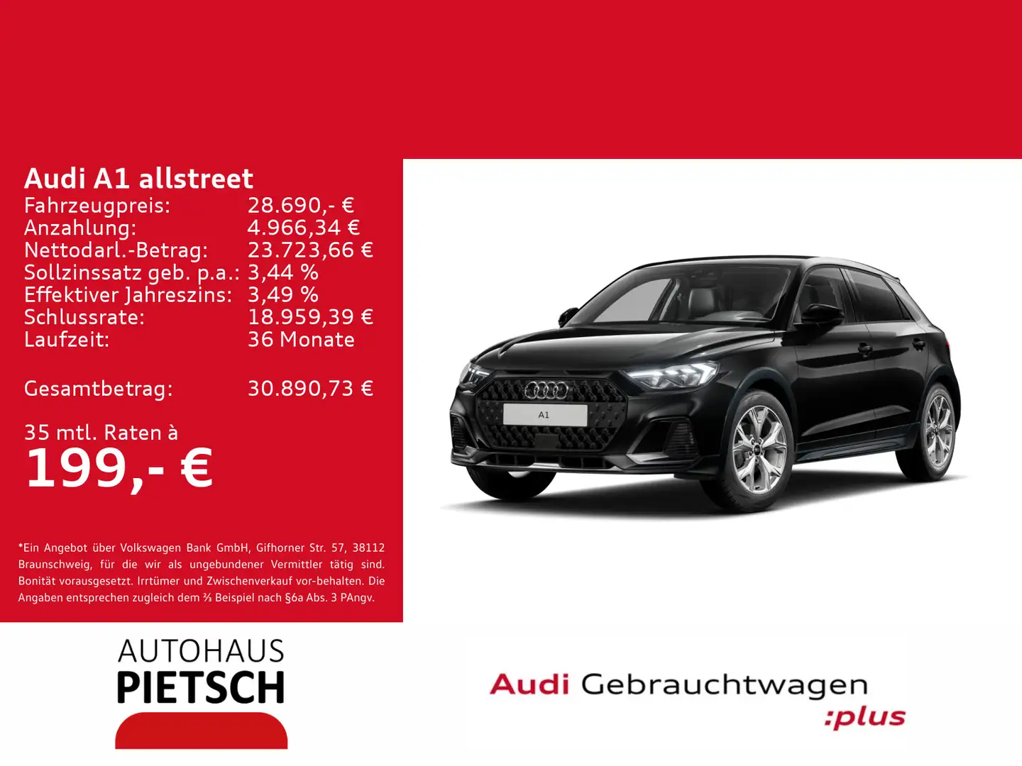 Audi A1 30 TFSI S tronic LED MMI Navi Schwarz - 1