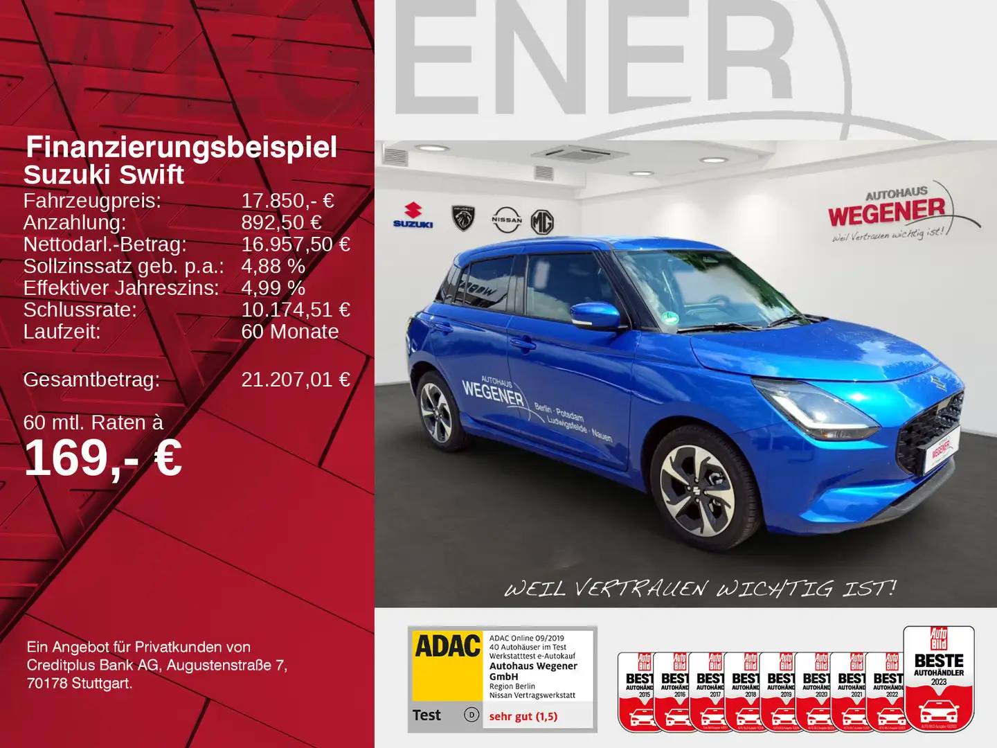 Suzuki Swift SWIFT 2024 COMFORT+ HYBRID KEYLESS RÜCKFK NAVI A Blau - 2