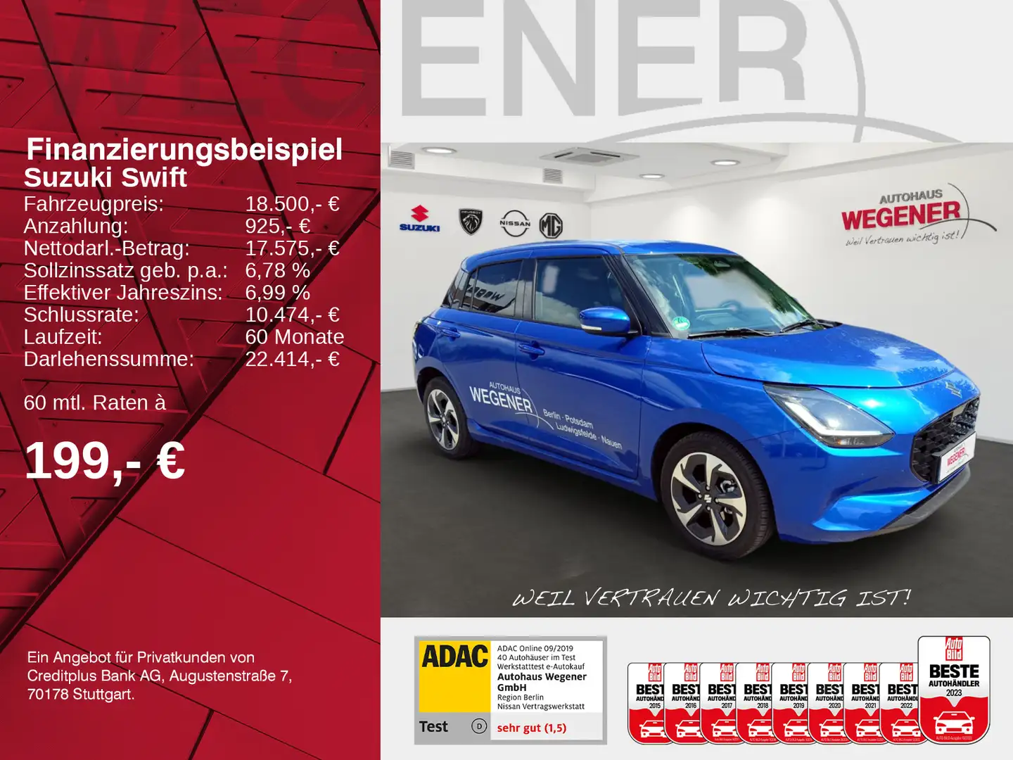 Suzuki Swift SWIFT 2024 COMFORT+ HYBRID KEYLESS RÜCKFK NAVI A Blu/Azzurro - 2