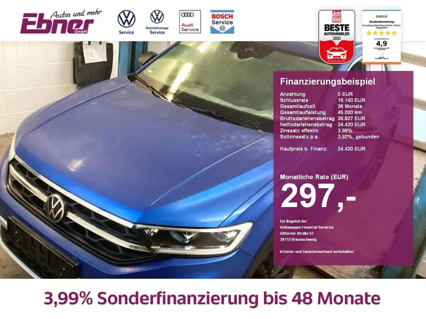 Volkswagen T-Roc BLACK STYLE TSI PANO+ACC+LED+KEYLESS+el.KLAPPE+NAV Blau - 1