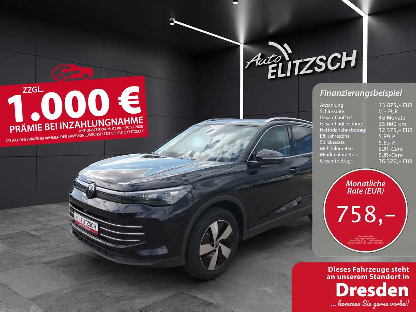 Volkswagen Tiguan TDI Elegance DSG 4M LED AHK Navi HUD Pano AID A... Schwarz - 1