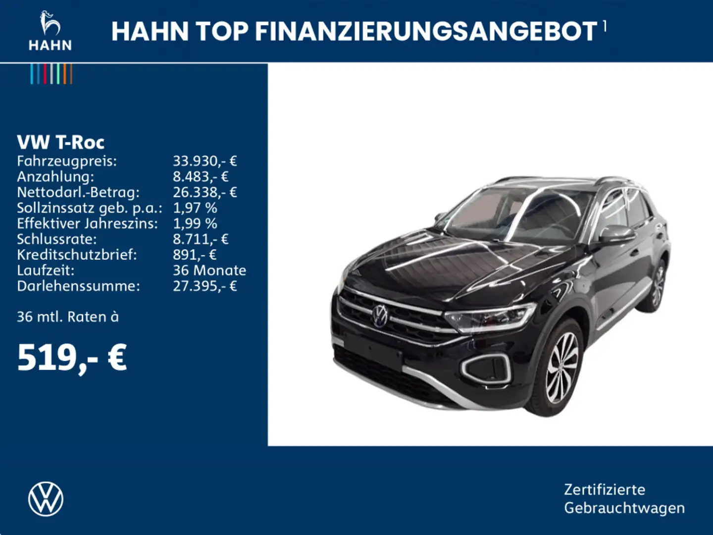 Volkswagen T-Roc 1.5TSI DSG Style Matrix AHK Beats ACC CAM Schwarz - 2