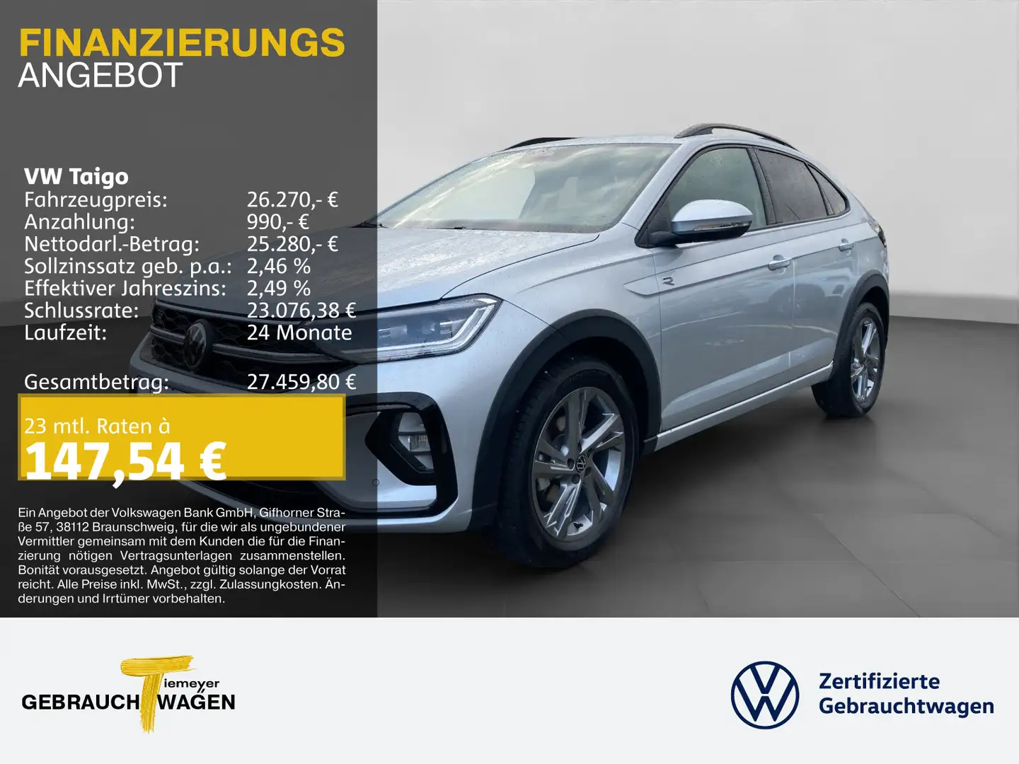 Volkswagen Taigo 1.0 TSI DSG R-LINE MATRIX NAVI SITZHZ LM17 Silber - 1