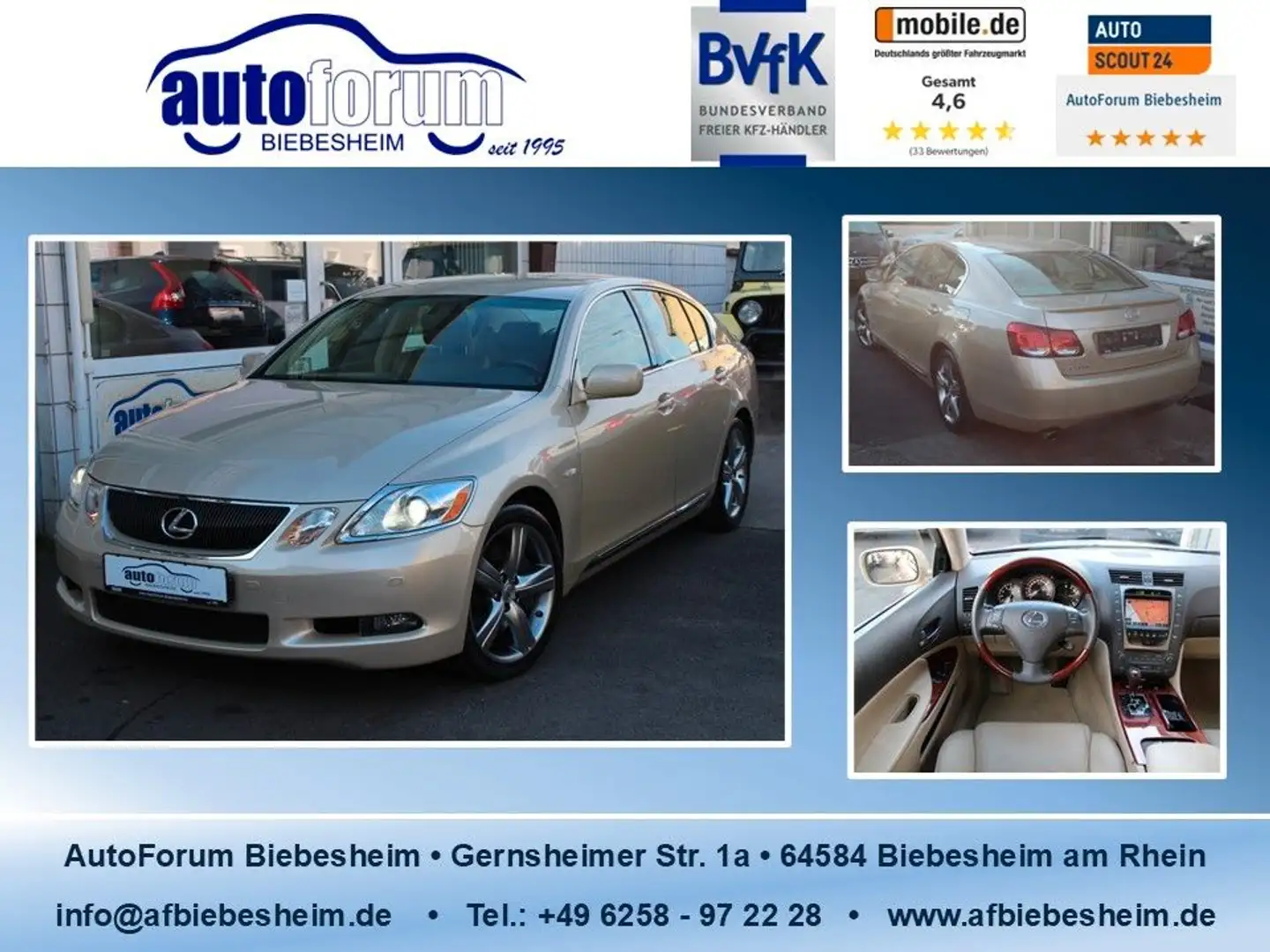 Lexus GS 430 Automatik Leder*Memory*Navi*Xenon*1. Hand Gold - 1