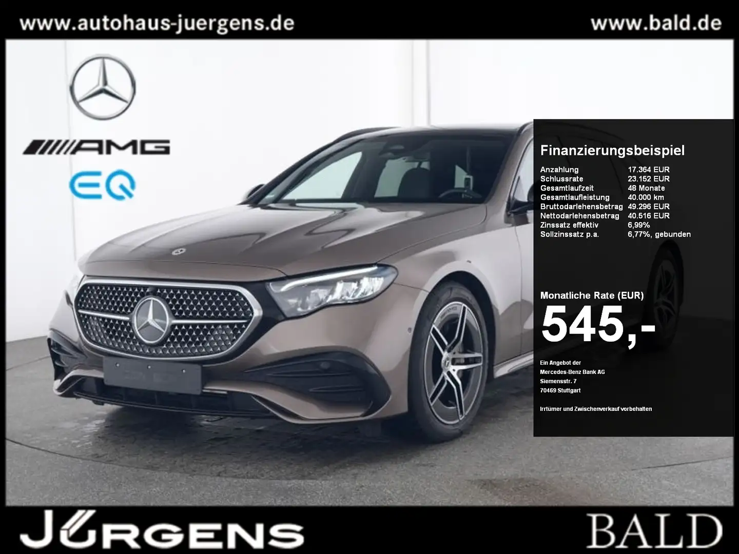 Mercedes-Benz E 300 de 4M T AMG-Sport/LED/Cam/Pano/AHK/Night Brown - 1