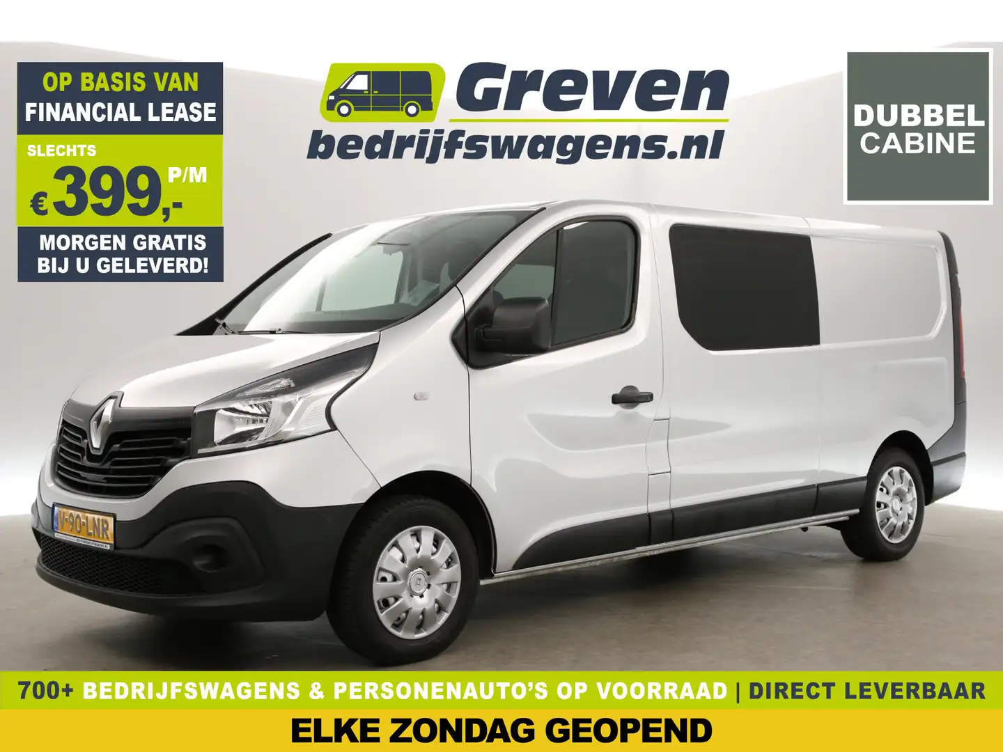 Renault Trafic 1.6 dCi T29 L2H1 | MARGE! | Dubbele Cabine | 5 Per Zilver - 1