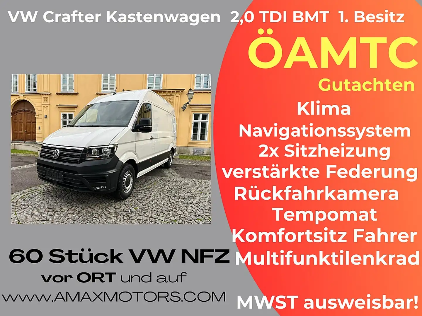 Volkswagen Crafter Crafter 35 Kasten MR L3H3 2,0 TDI NAVI Federung... Weiß - 1